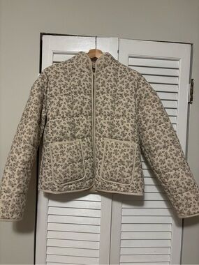 Lulus Quilted Floral Zip-Up Puffer Jacket